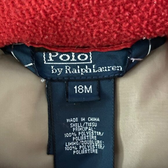 Polo By Ralph Lauren Boys Red Down Puffer Jacket Size 18M Hooded Winter Coat - Picture 4 of 16